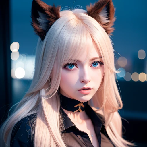 [Stable Diffusion] long hair cat ears some pose Masterpiece Looking at Viewer night Upper Body [Realistic]