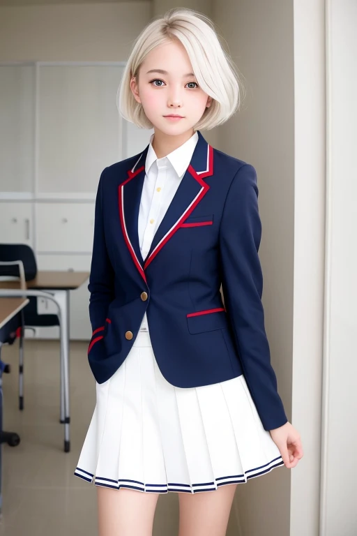 [Stable Diffusion] short hair wavy hair beautiful girl school uniform high school student [Realistic]