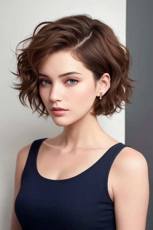 [Stable Diffusion] short hair wavy hair beautiful woman [Realistic]