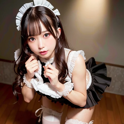 [Stable Diffusion] long hair straight hair beautiful girl Masterpiece full body maid outfit Field [Realistic]