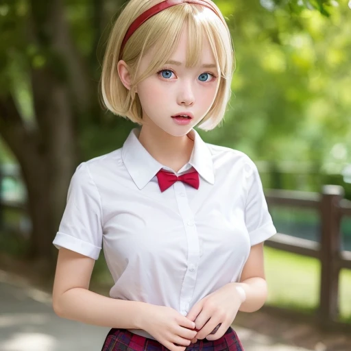 [Stable Diffusion] short hair Outdoor Masterpiece school uniform Standing [Realistic]