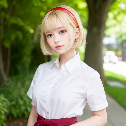 [Stable Diffusion] short hair Outdoor Masterpiece school uniform Standing [Realistic]