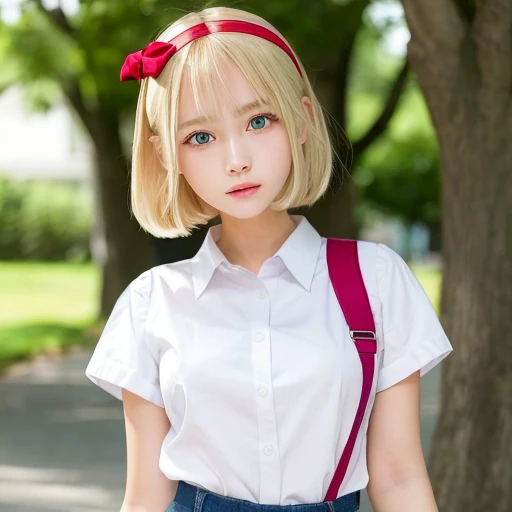 [Stable Diffusion] short hair Outdoor Masterpiece school uniform Standing [Realistic]