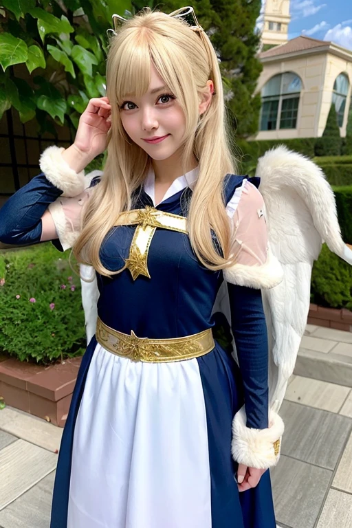 [Stable Diffusion] medium hair laugh beautiful girl Masterpiece embarrassed cosplay angel cosplay [Realistic]