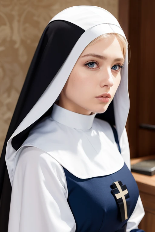 [Stable Diffusion] medium hair beautiful woman Masterpiece nun outfit １ [Realistic]