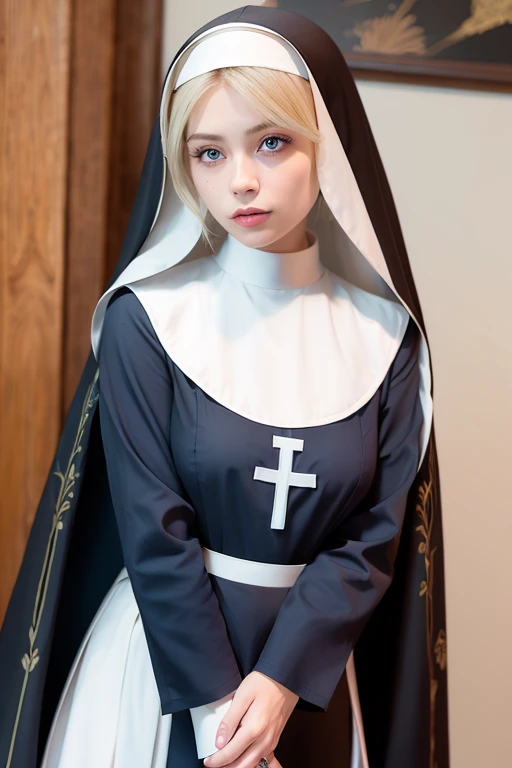 [Stable Diffusion] medium hair beautiful woman Masterpiece nun outfit １ [Realistic]