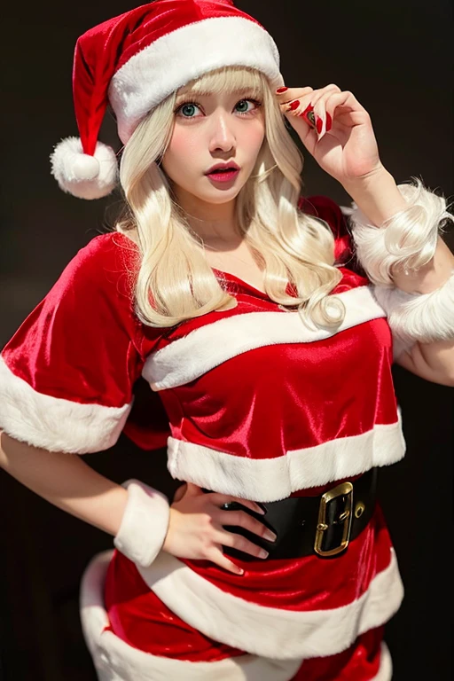 [Stable Diffusion] medium hair beautiful woman Masterpiece cosplay Santa Claus [Realistic]