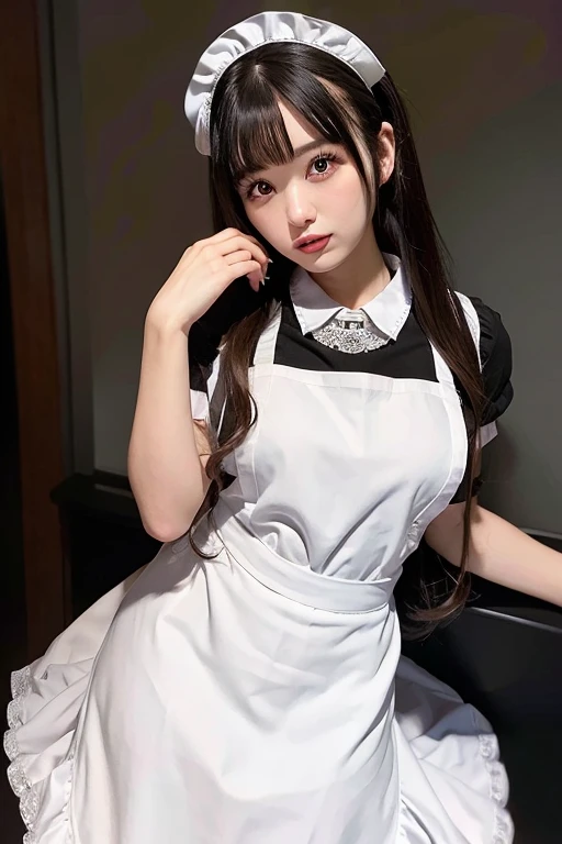 [Stable Diffusion] long hair straight hair twin tails beautiful woman Masterpiece maid apron [Realistic]