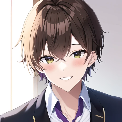 [NovelAI] short hair laugh school uniform beautiful boy [Illustration]