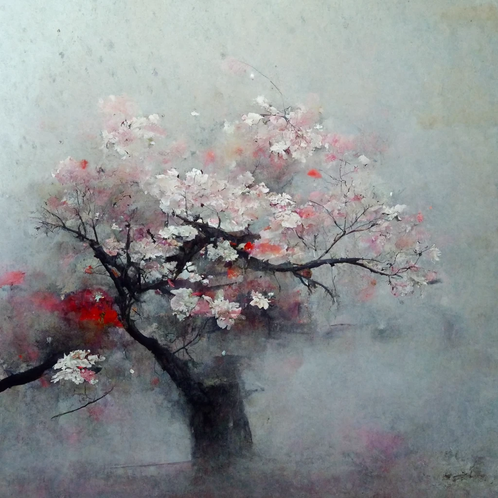 [Midjourney] oil painting Cherry Blossoms Japanese Abstract rain [Realistic]