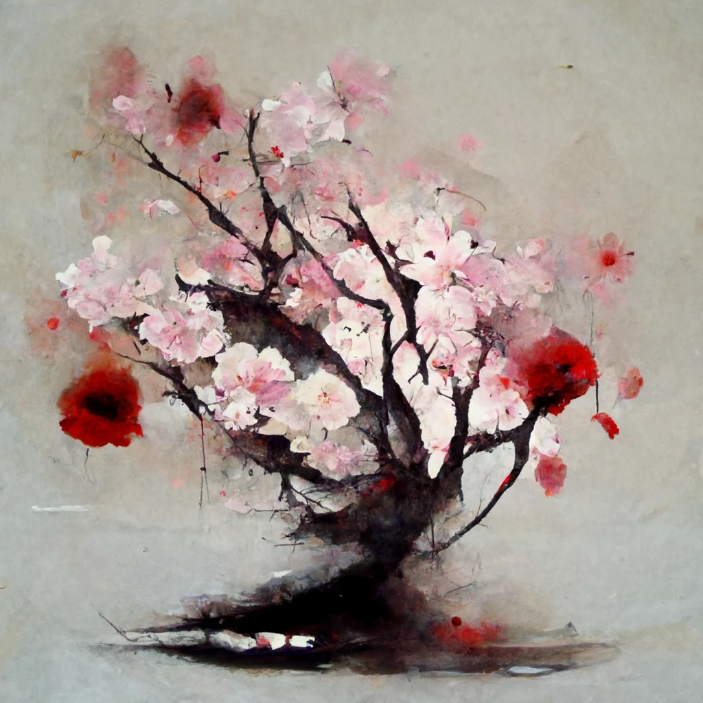 [Midjourney] oil painting Cherry Blossoms Japanese Abstract Sad Sorrow [Realistic]