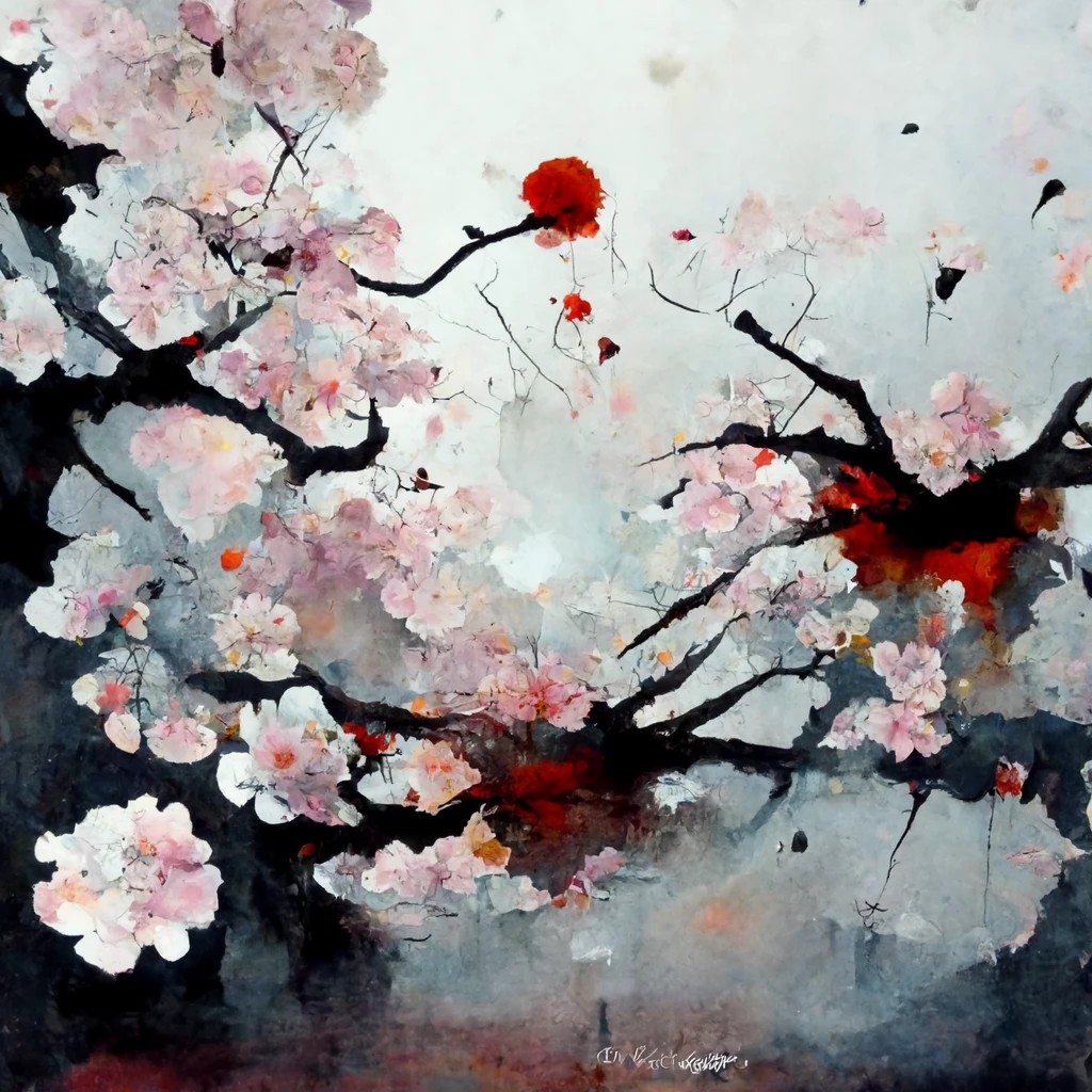 [Midjourney] Cherry Blossoms Japanese Insanity Abstract rain [Realistic]