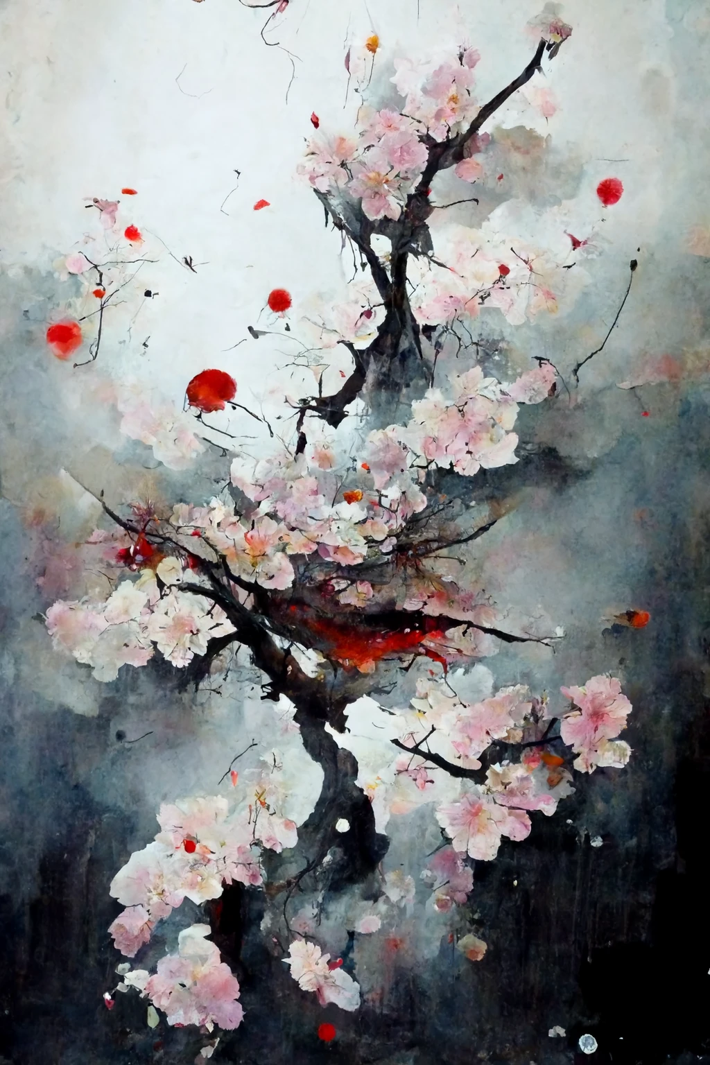 [Midjourney] Cherry Blossoms Japanese Horror Abstract Snow [Realistic]