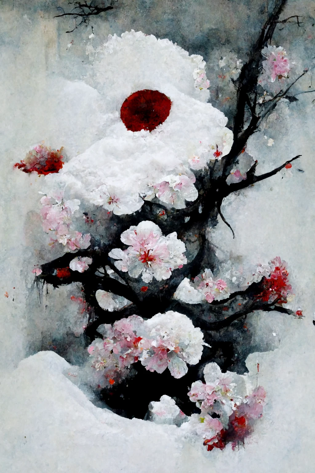 [Midjourney] Cherry Blossoms Japanese Horror Abstract Snow [Realistic]