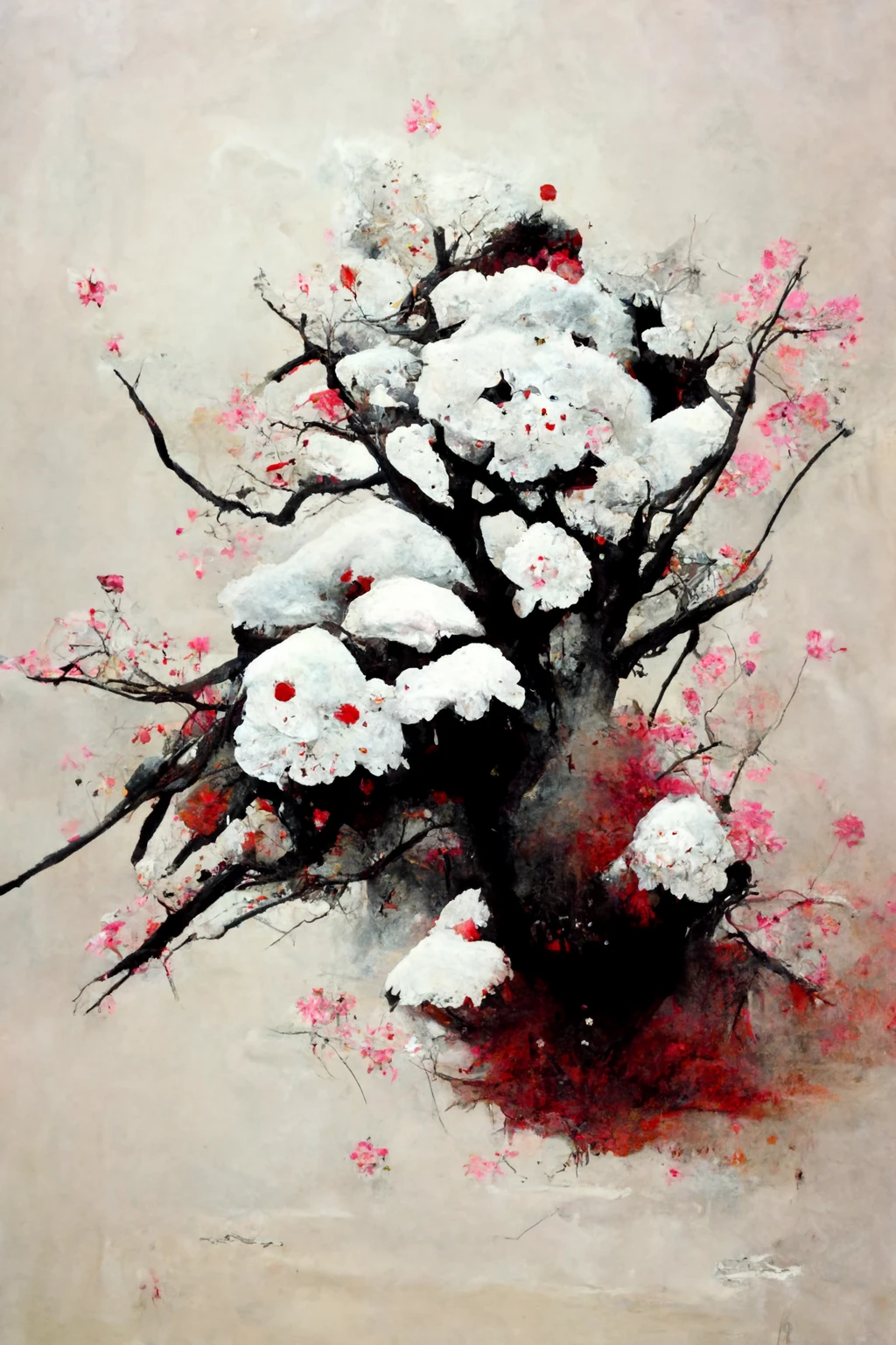 [Midjourney] Cherry Blossoms Japanese Horror Abstract Snow [Realistic]