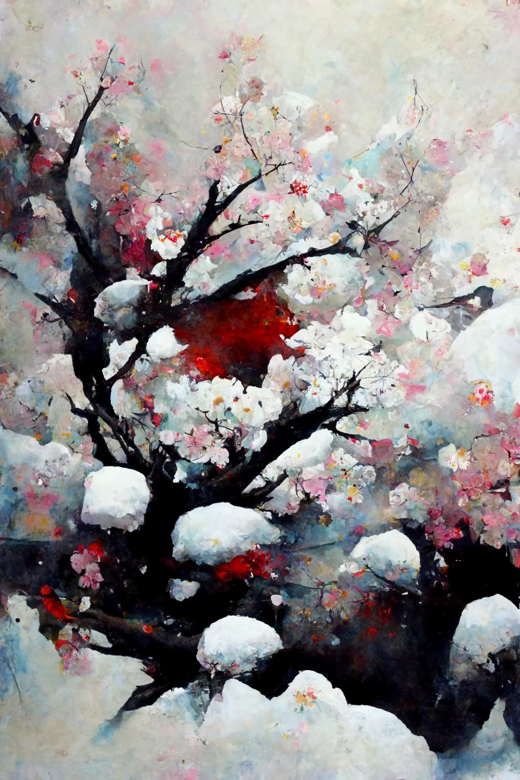 [Midjourney] Cherry Blossoms Japanese Insanity Abstract Snow [Realistic]