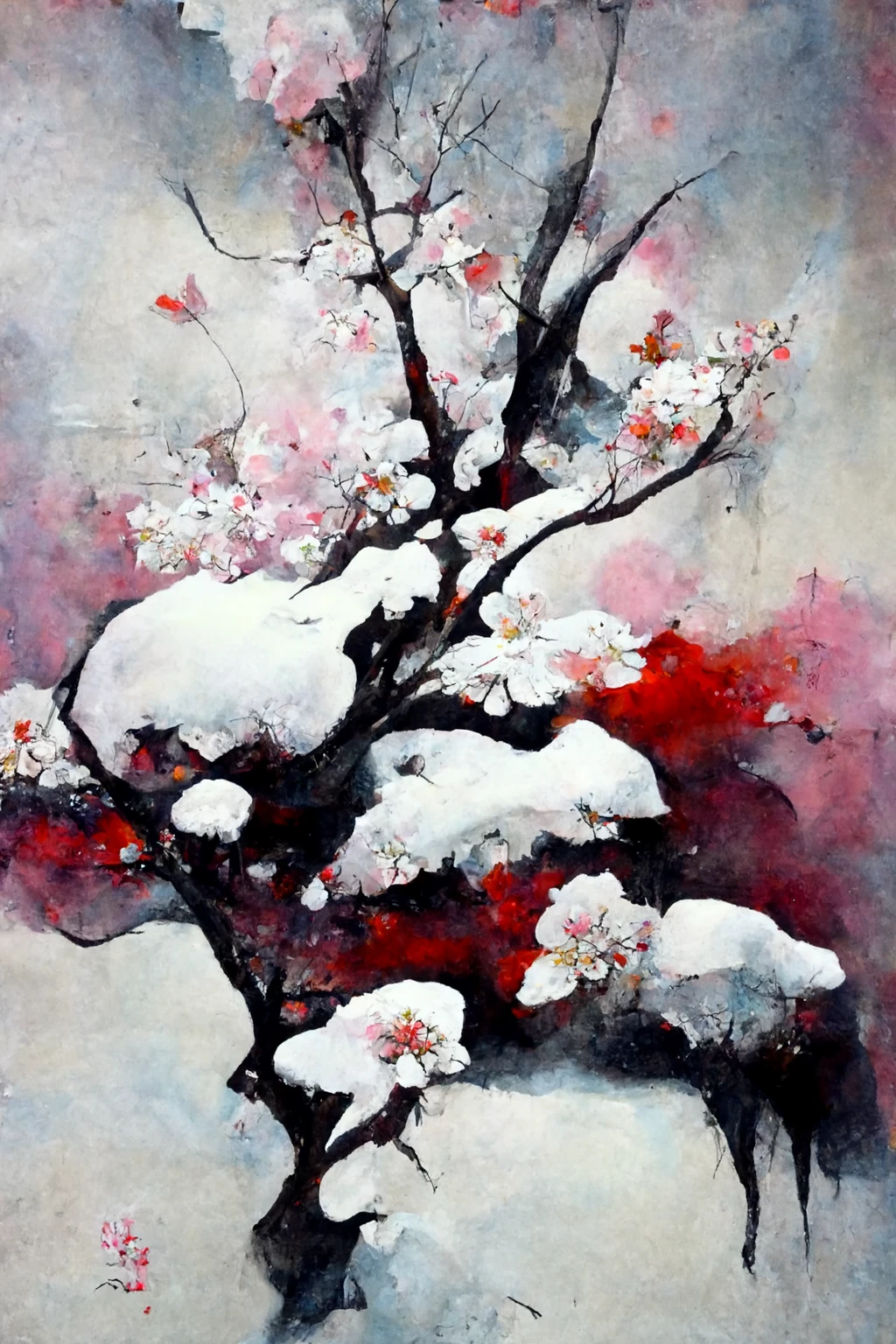 [Midjourney] Cherry Blossoms Japanese Insanity Abstract Snow [Realistic]