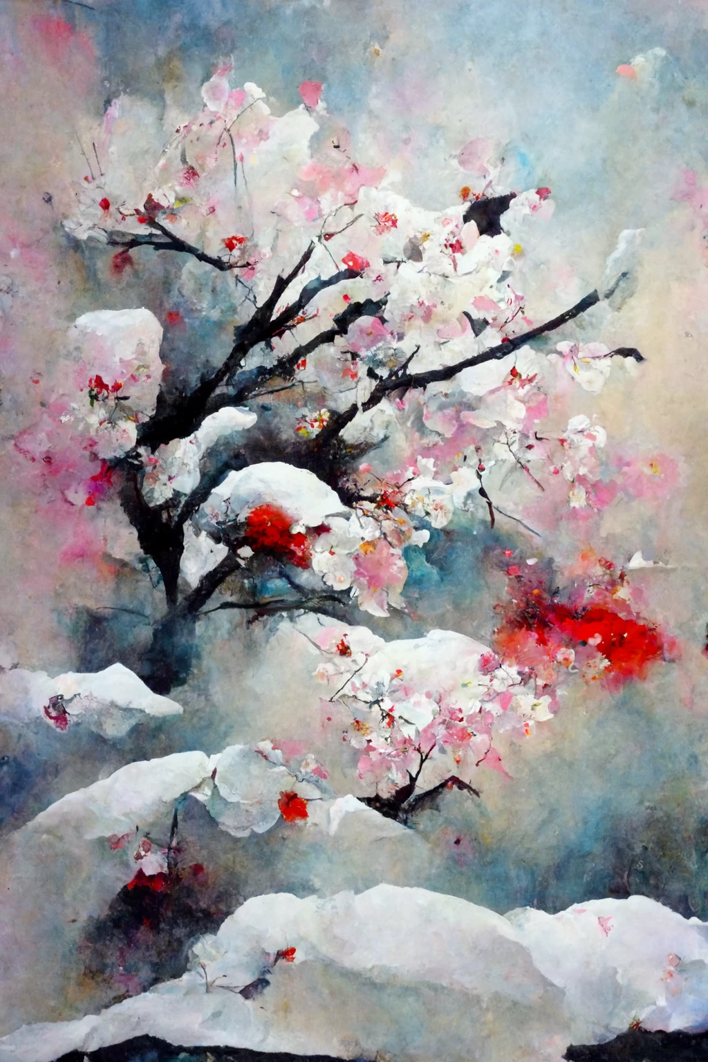 [Midjourney] Cherry Blossoms Japanese Insanity Abstract Snow [Realistic]