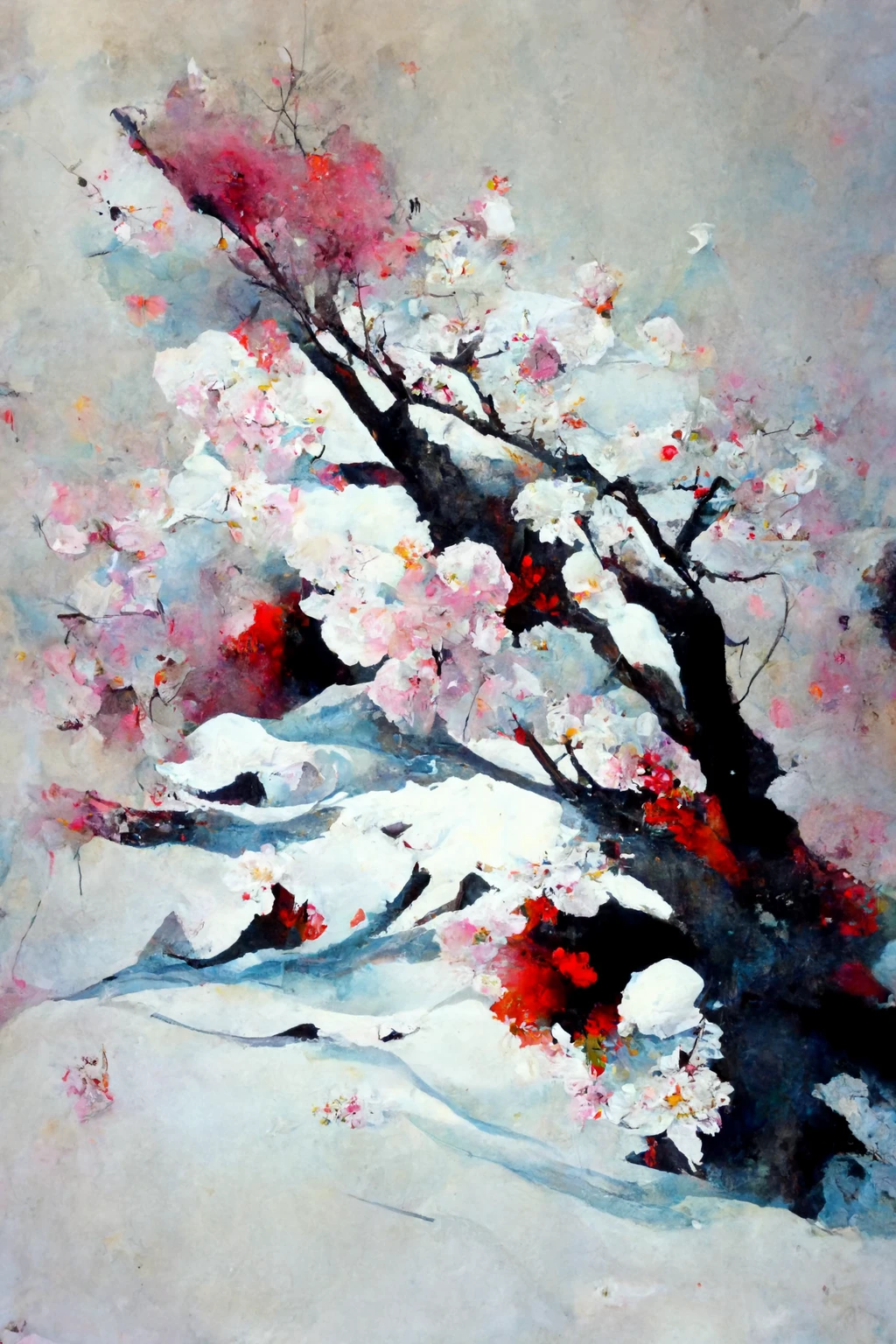 [Midjourney] Cherry Blossoms Japanese Insanity Abstract Snow [Realistic]