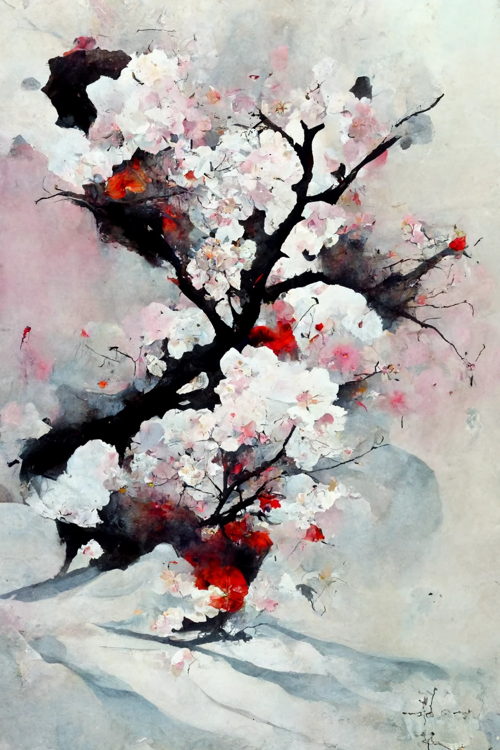 [Midjourney] Cherry Blossoms Japanese Insanity Abstract Snow [Realistic]