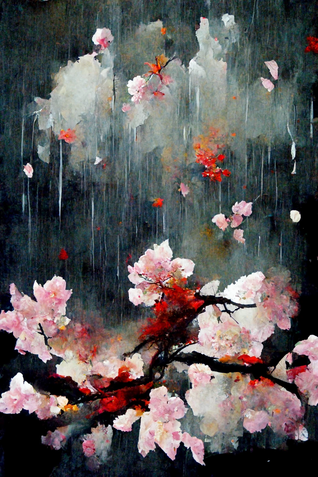 [Midjourney] Cherry Blossoms Japanese Insanity Abstract rain [Realistic]