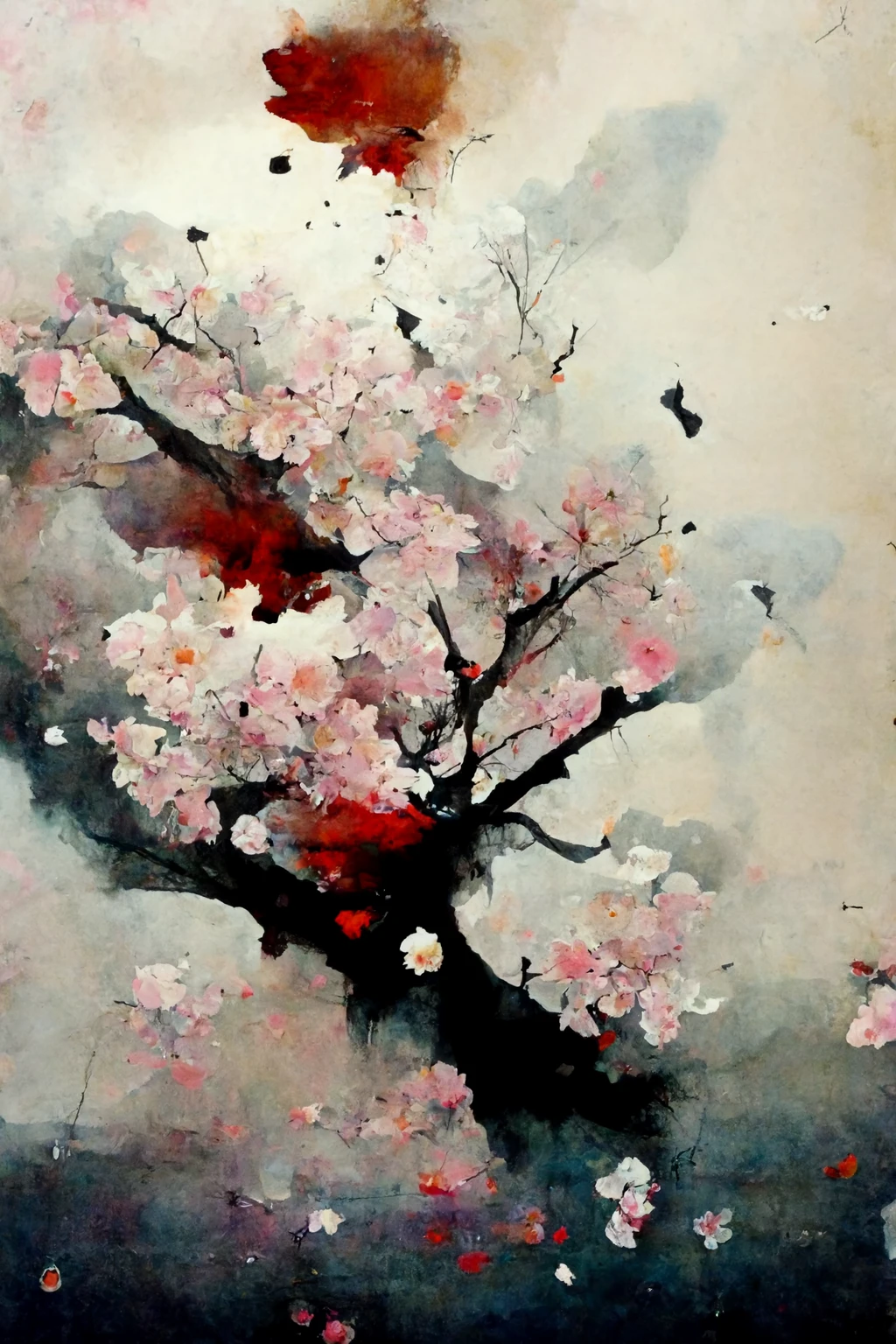 [Midjourney] Cherry Blossoms Japanese Insanity Abstract rain [Realistic]