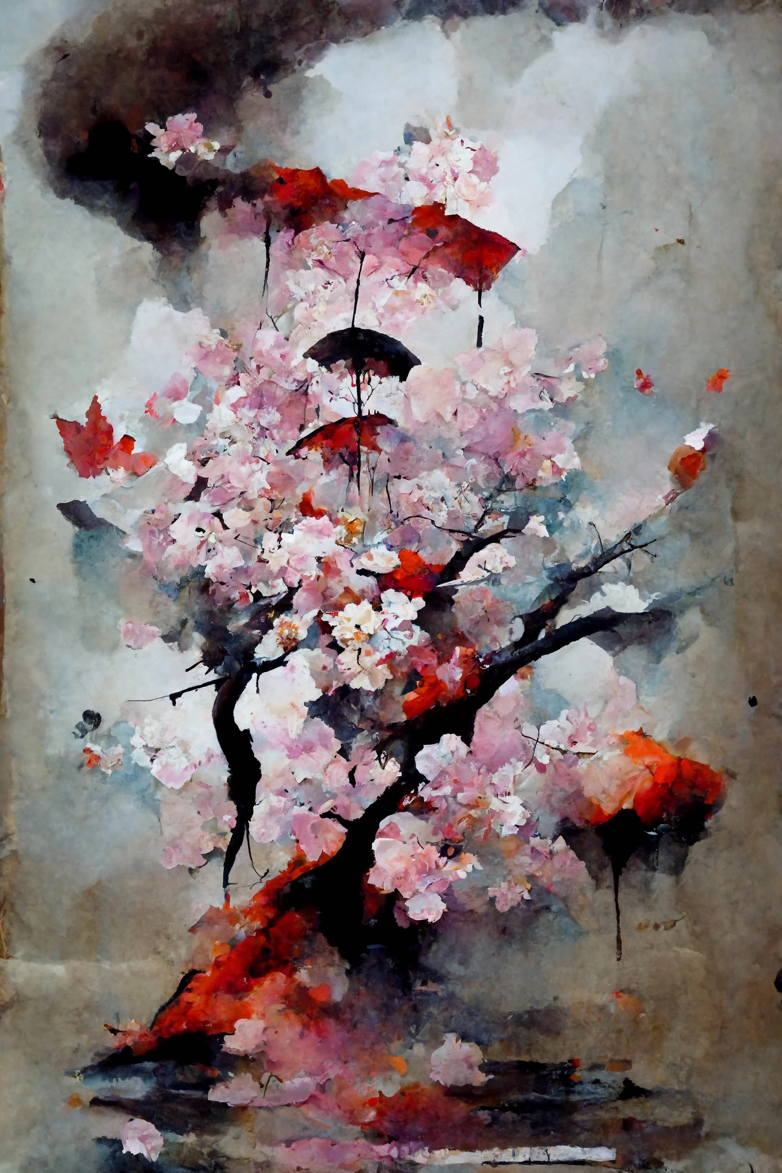 [Midjourney] Cherry Blossoms Japanese Insanity Abstract rain [Realistic]