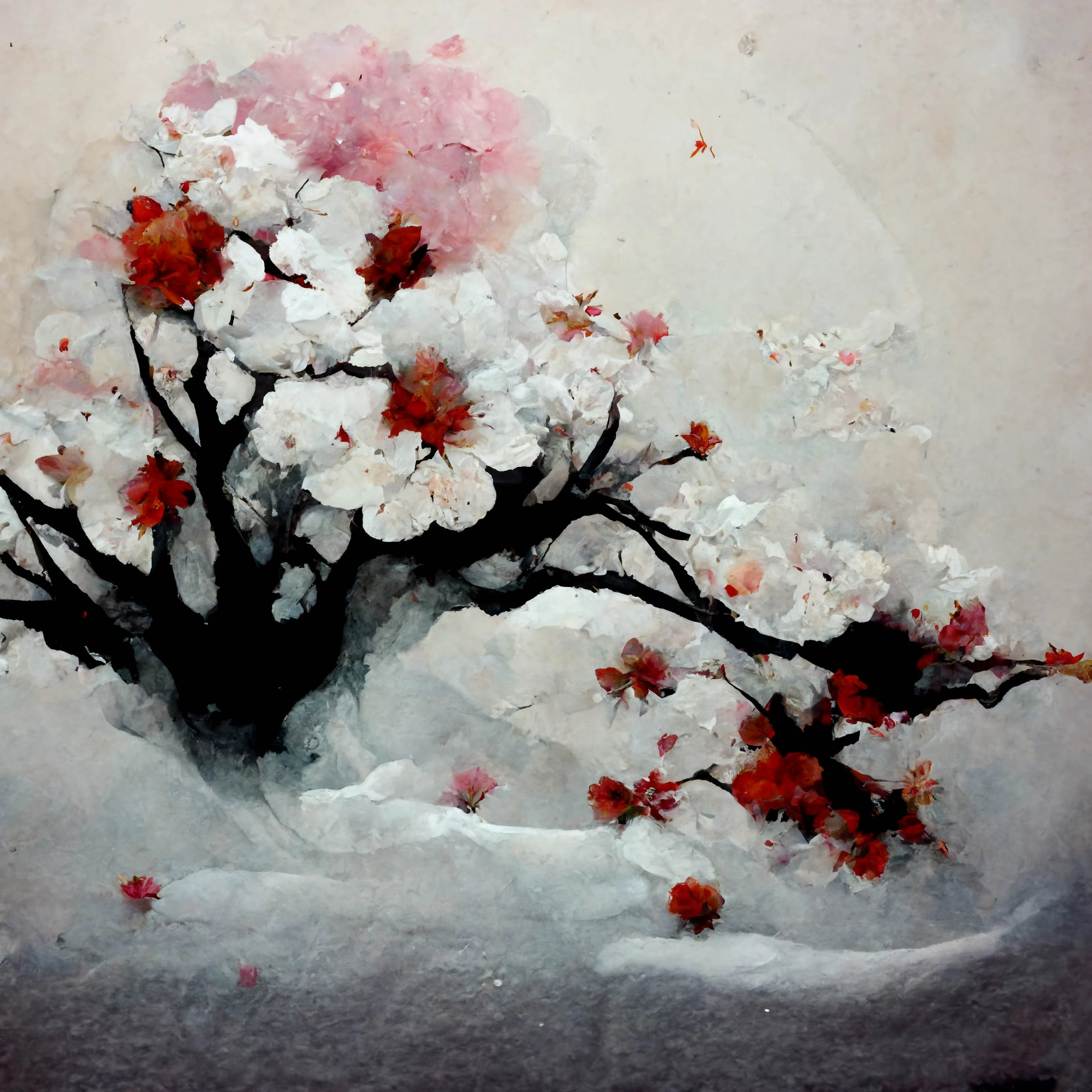 [Midjourney] Cherry Blossoms Japanese Horror Abstract Snow [Realistic]