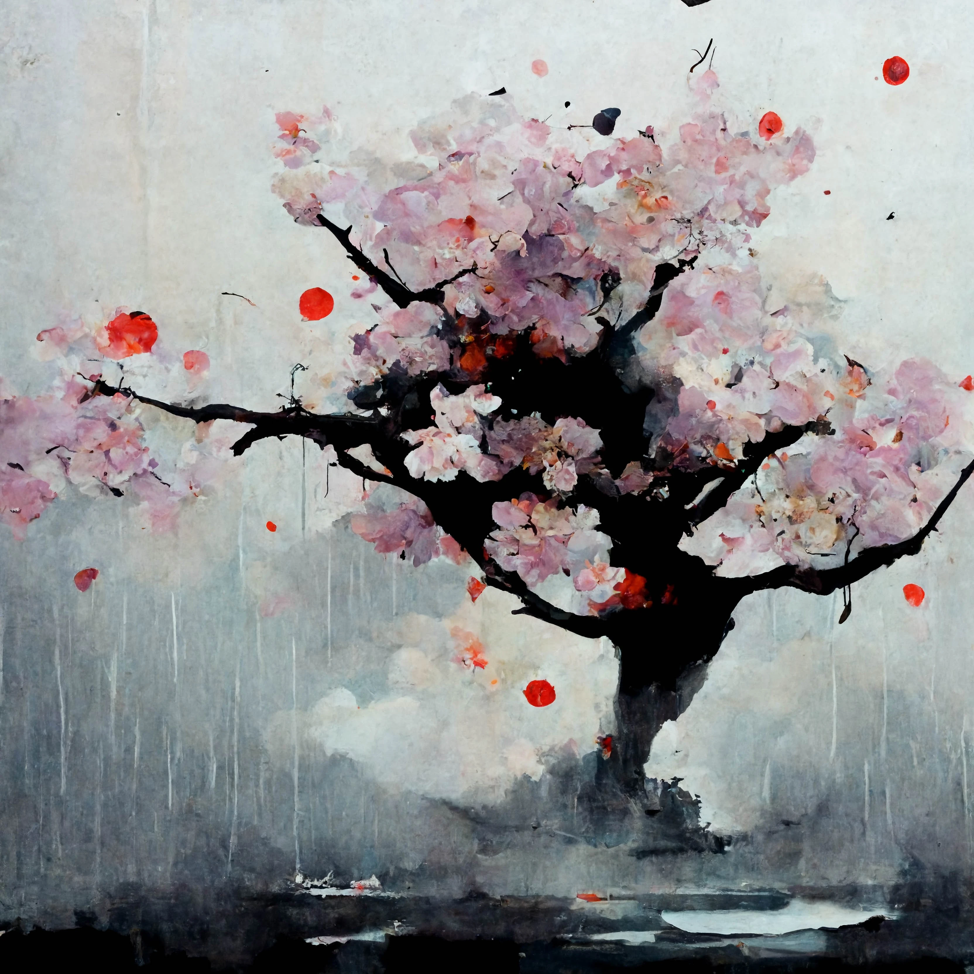 [Midjourney] Cherry Blossoms Japanese Insanity Abstract rain [Realistic]