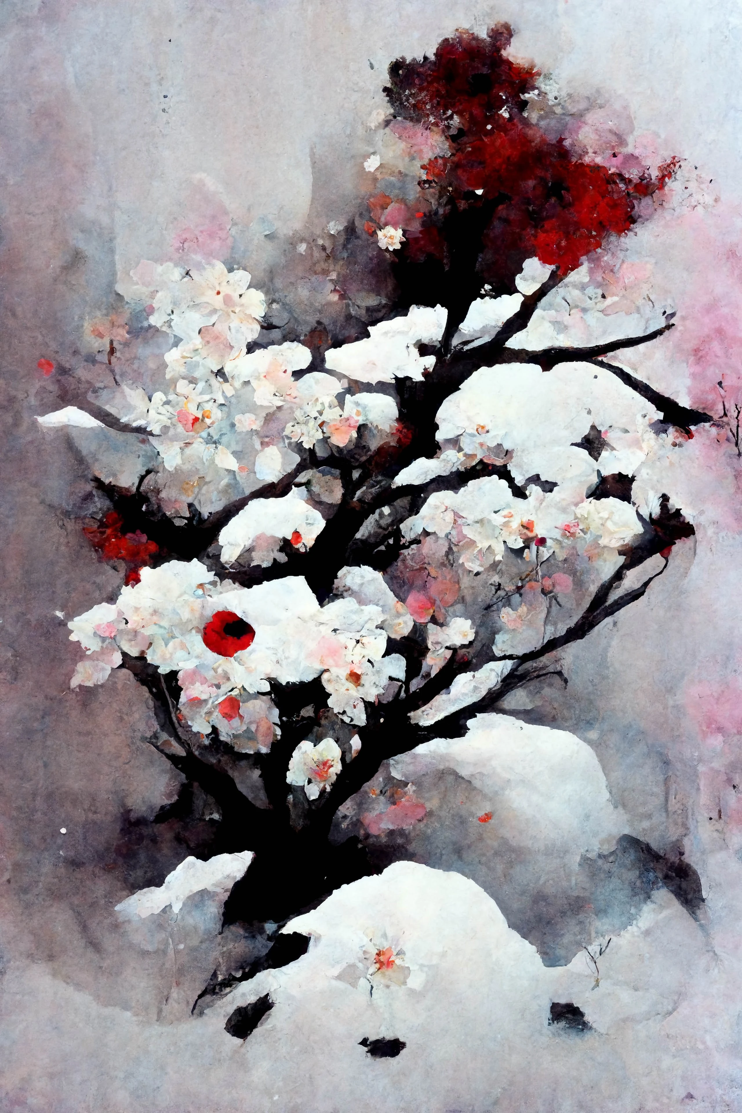 [Midjourney] Cherry Blossoms Japanese Horror Abstract Snow [Realistic]