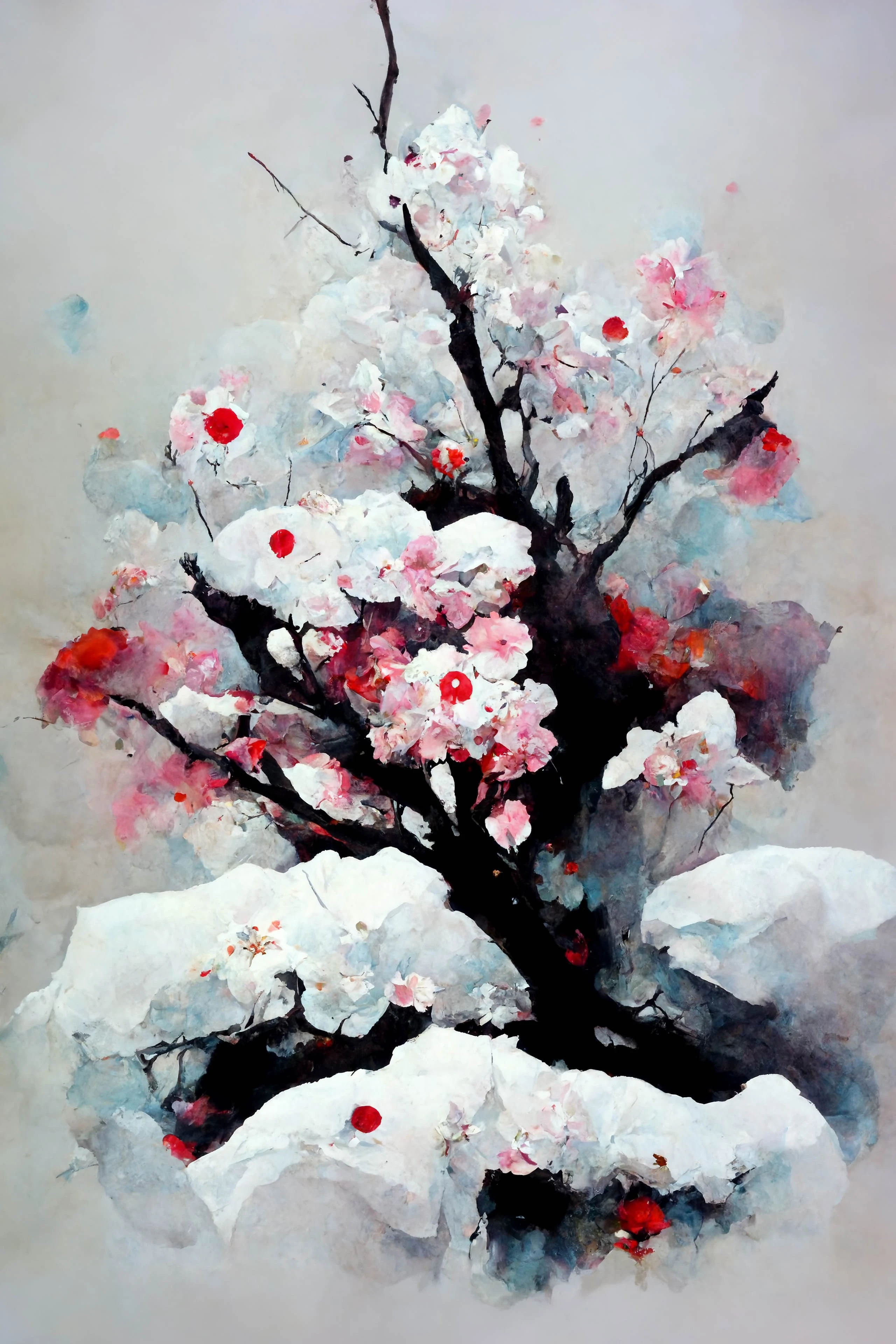 [Midjourney] Cherry Blossoms Japanese Insanity Abstract Snow [Realistic]