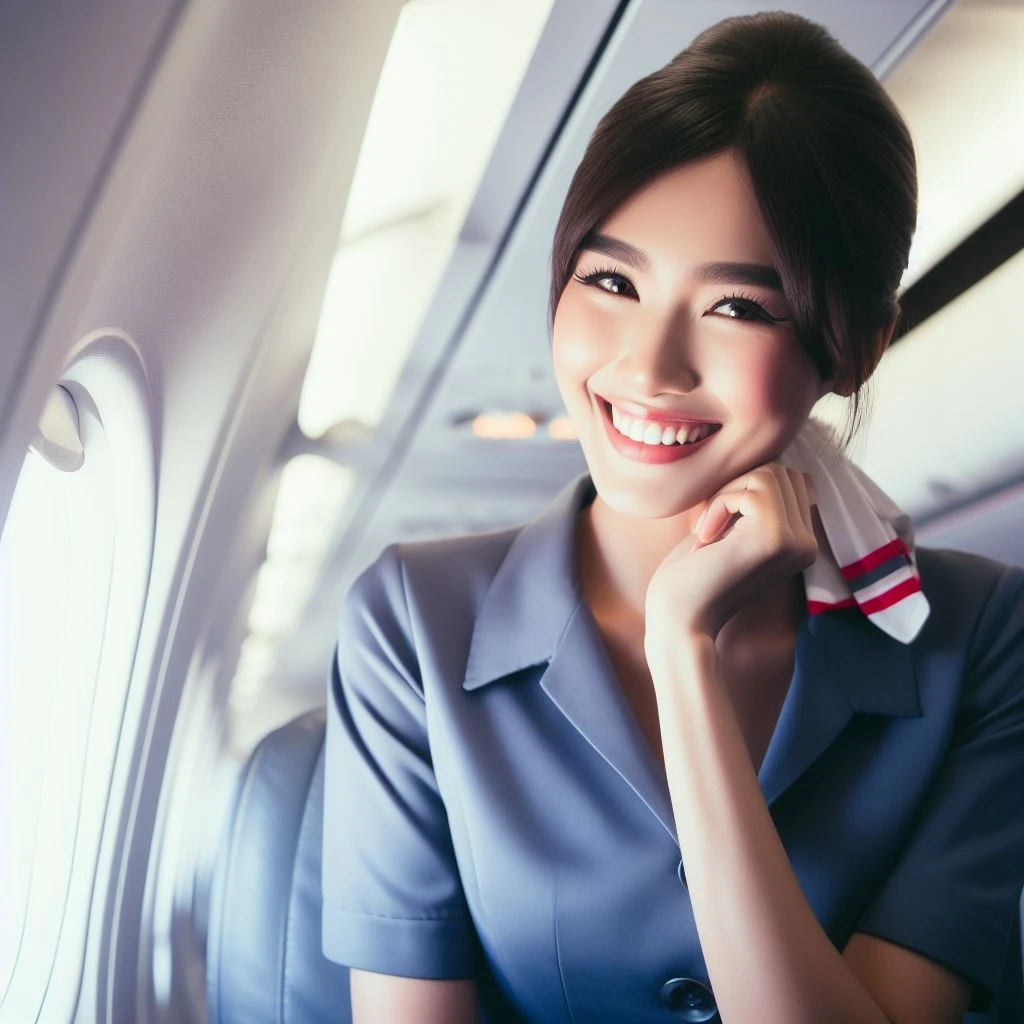 [Bing Image Creator] laugh Inside an Airplane Stewardess [Realistic]