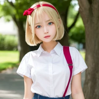 short hair, Outdoor, Masterpiece, school uniform, Standing