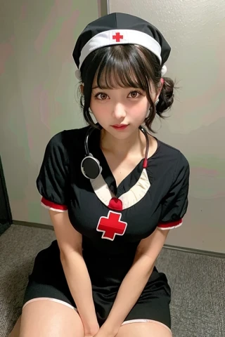 medium hair, beautiful girl, nurse uniform, hospital