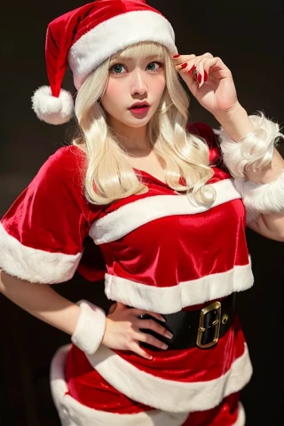 medium hair, beautiful woman, Masterpiece, cosplay, Santa Claus