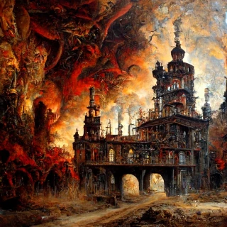 oil painting, Fantasy, ruins