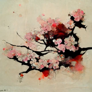 Cherry Blossoms, Japanese, Abstract