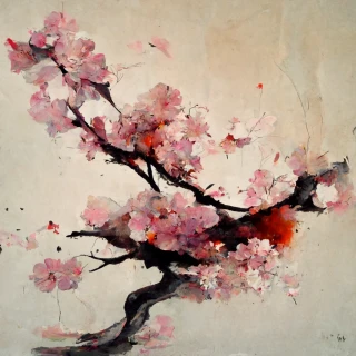 Cherry Blossoms, Japanese, Abstract