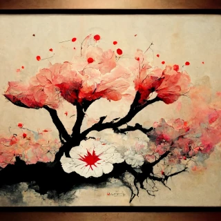 Cherry Blossoms, Japanese, Abstract