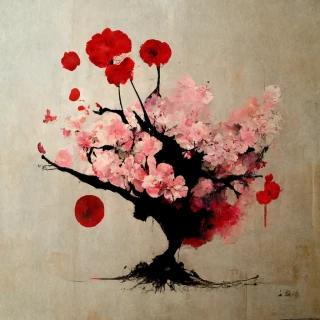 Cherry Blossoms, Japanese, Abstract