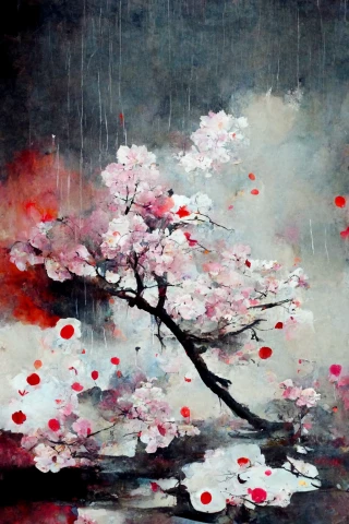 Cherry Blossoms, Japanese, Insanity, Abstract, rain