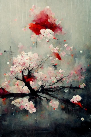 Cherry Blossoms, Japanese, Insanity, Abstract, rain