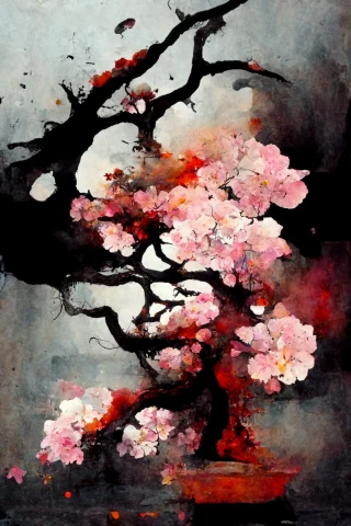 Cherry Blossoms, Japanese, Bonsai, Insanity, Abstract, rain