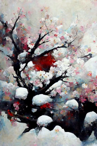 Cherry Blossoms, Japanese, Insanity, Abstract, Snow