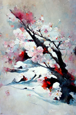 Cherry Blossoms, Japanese, Insanity, Abstract, Snow