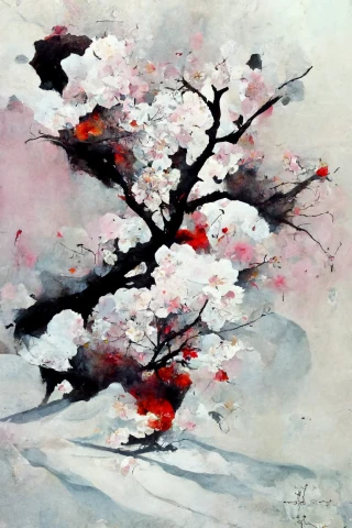 Cherry Blossoms, Japanese, Insanity, Abstract, Snow