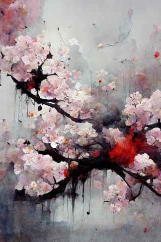 Cherry Blossoms, Japanese, Insanity, Abstract, rain