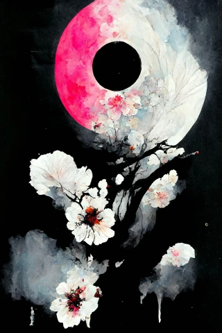 Cherry Blossoms, Crazy, Abstract, Sad, moon