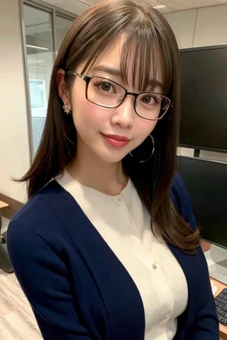 glasses, high quality, beautiful woman, Masterpiece, Office, Secretary