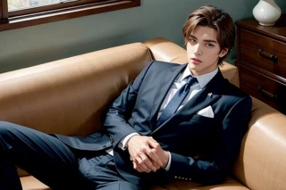 handsome, Spread legs, suit